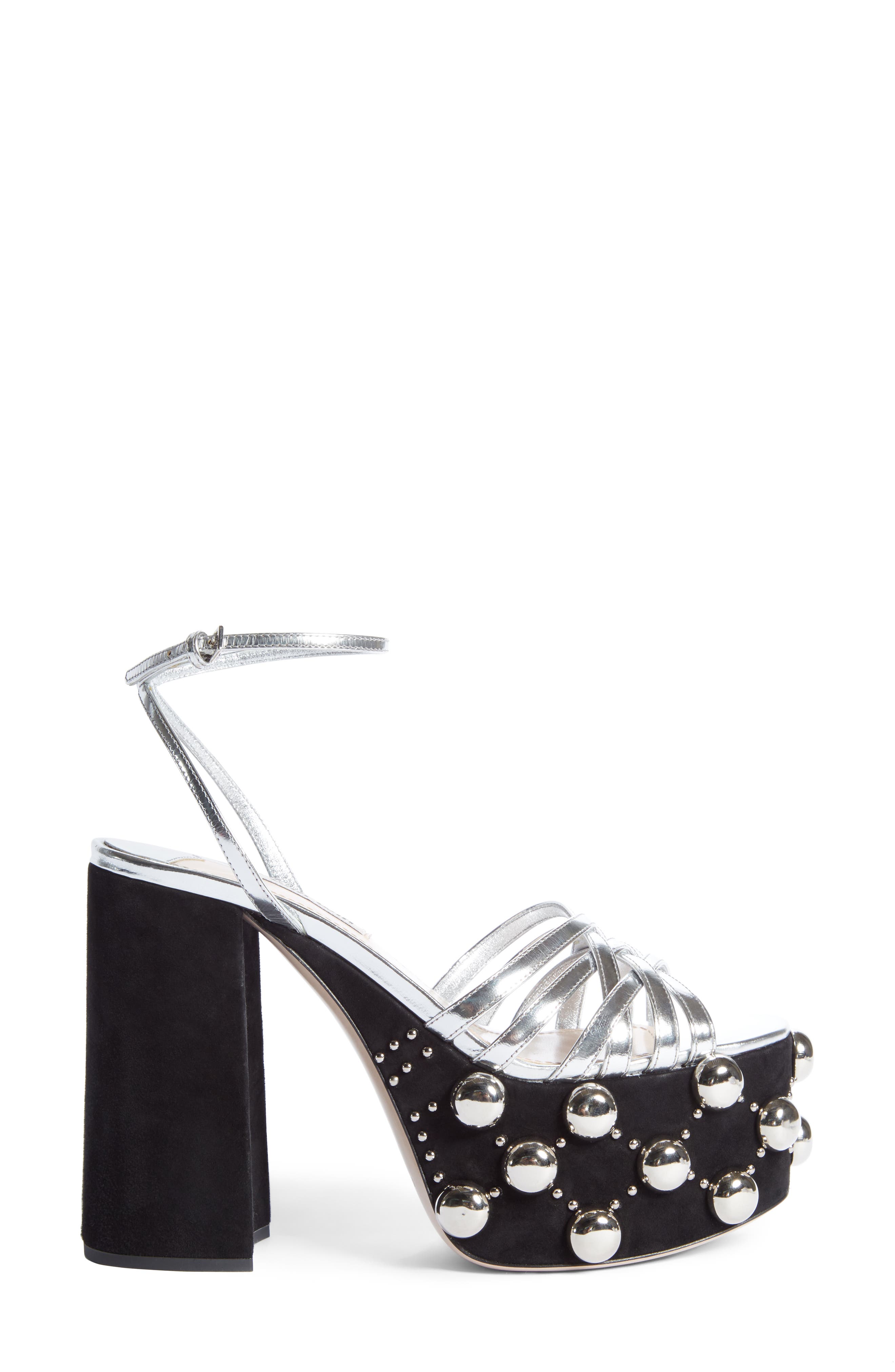Miu Miu Studded Platform Sandal, Alternate, color, 