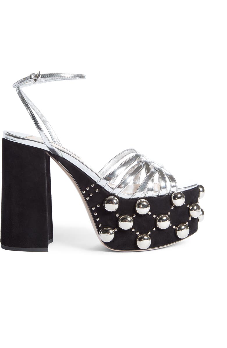 Miu Miu Studded Platform Sandal, Alternate, color,