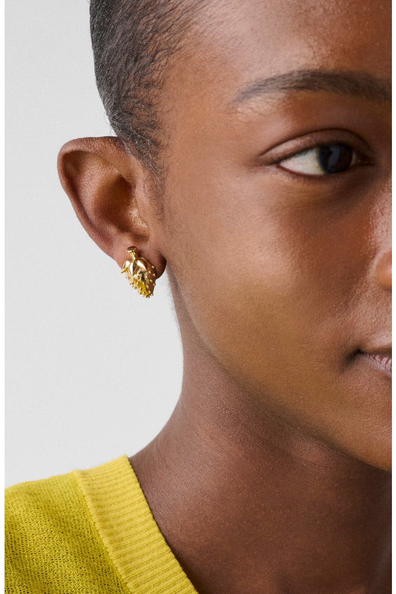 secret garden strawberry statement stud earrings, Alternate, color, GOLD.