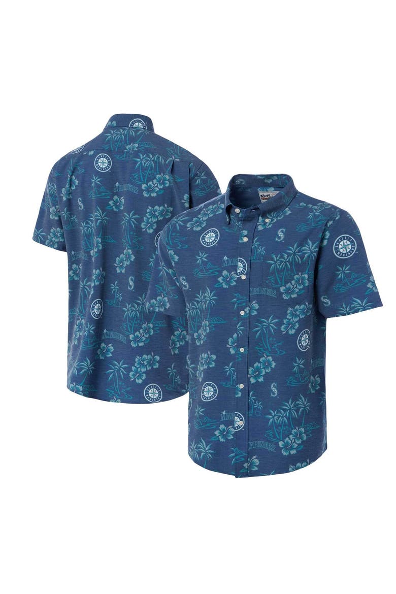 Men's Reyn Spooner Navy Seattle Mariners Big & Tall Kekai Performance Tri-Blend Button-Down Shirt, Main, color, Navy