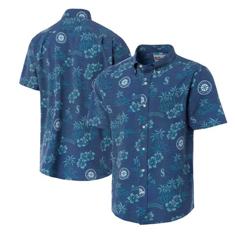 Men's Reyn Spooner Navy Seattle Mariners Big & Tall Kekai Performance Tri-Blend Button-Down Shirt