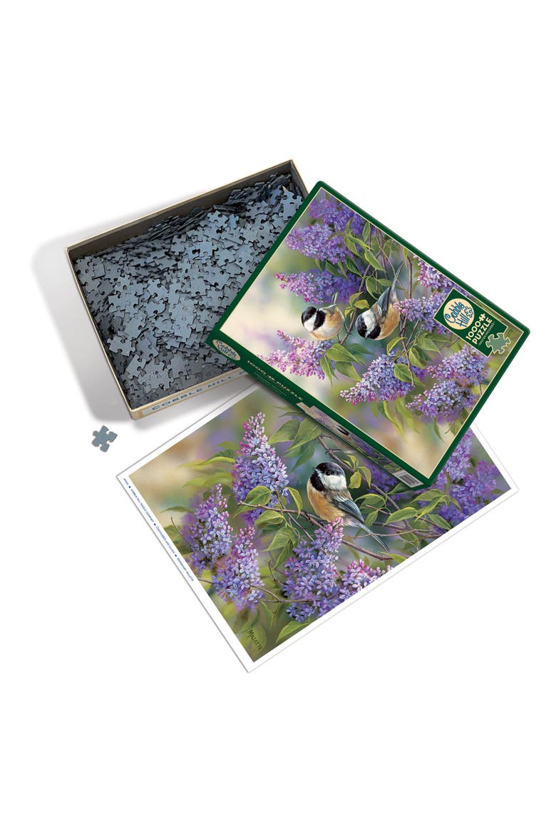 1000 Piece Puzzle Chickadees & Lilacs Reference Poster Included, Alternate, color, Multicolored