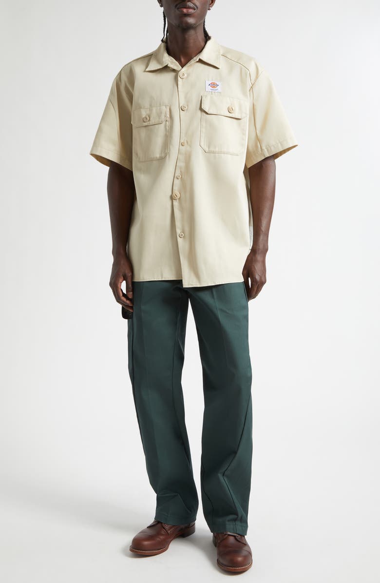 Undercover x Dickies Short Sleeve Button-Up Work Shirt, Alternate, color, Beige