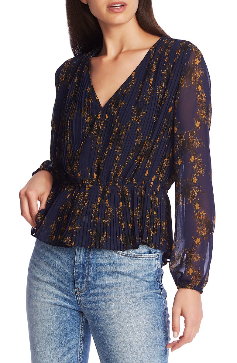 1.STATE Floral Print Pleated Top, Main, color, 