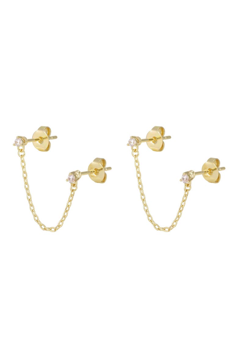 Double Piercing Chain Earrings, Main, color, GOLD