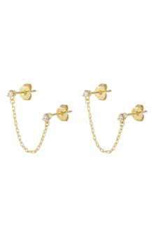 Double Piercing Chain Earrings
