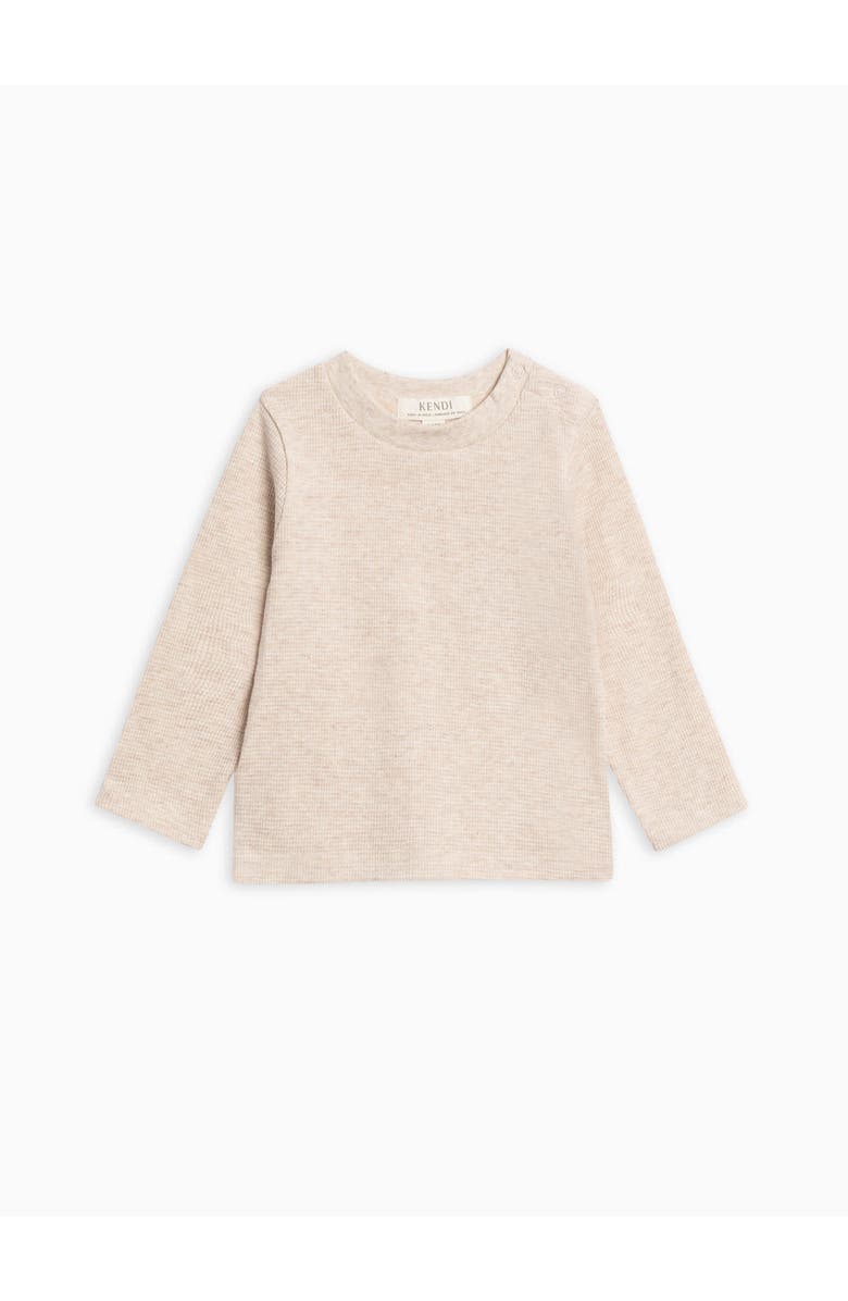 Kendi Mesa Waffle Knit Long Sleeve Top, Alternate, color, Heather Oat