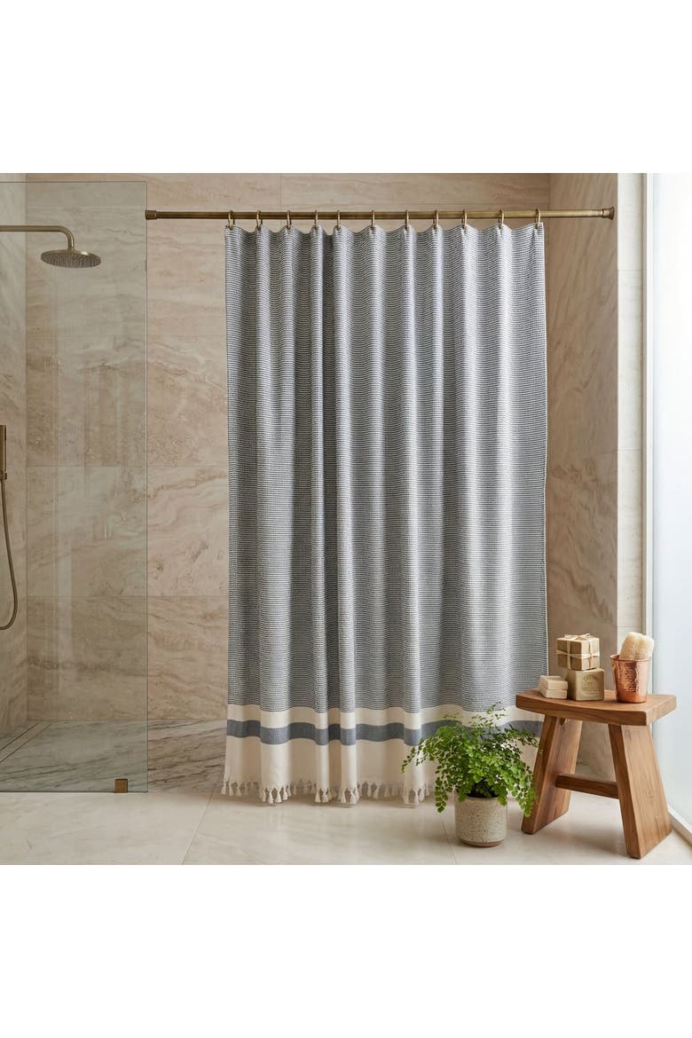 Pixel Shower Curtain, Alternate, color, Denim Blue