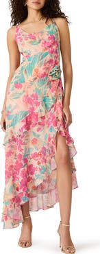 Steve Madden Sadie Floral Print Ruffle Maxi Dress