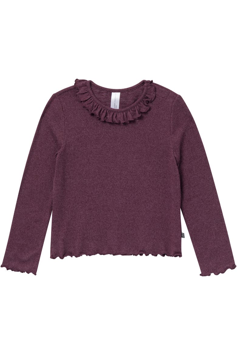 Ruffle Collar Top and Flare Pant Set, Alternate, color, Plum