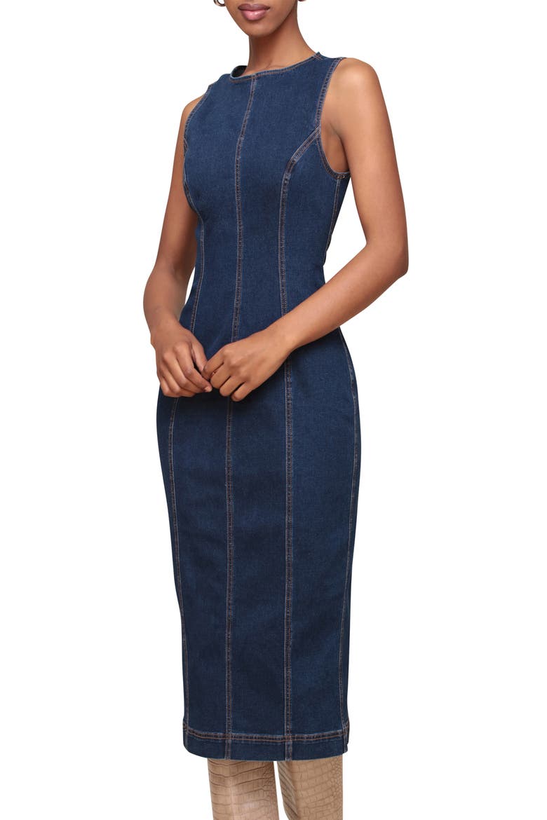 Sleeveless Denim Midi Dress, Alternate, color, PRAIA WASH