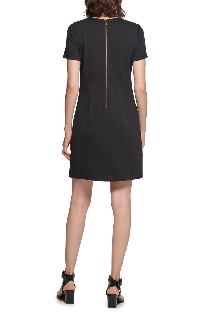 Calvin Klein Short Sleeve Ponte Sheath Dress, Alternate, color, Black
