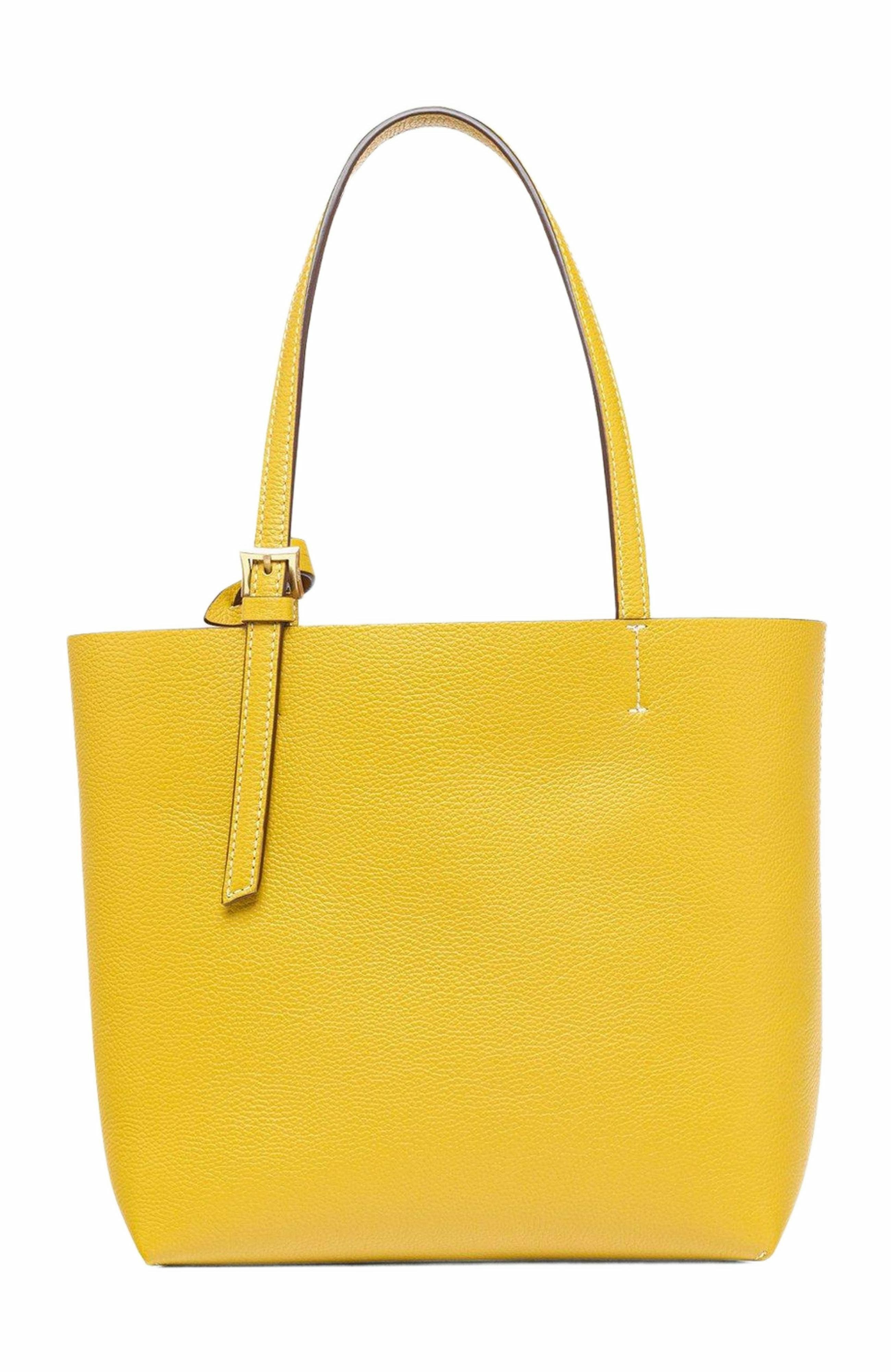 MCM Himmel Shopper in Embossed Logo Leather, Alternate, color, Lemon Gold