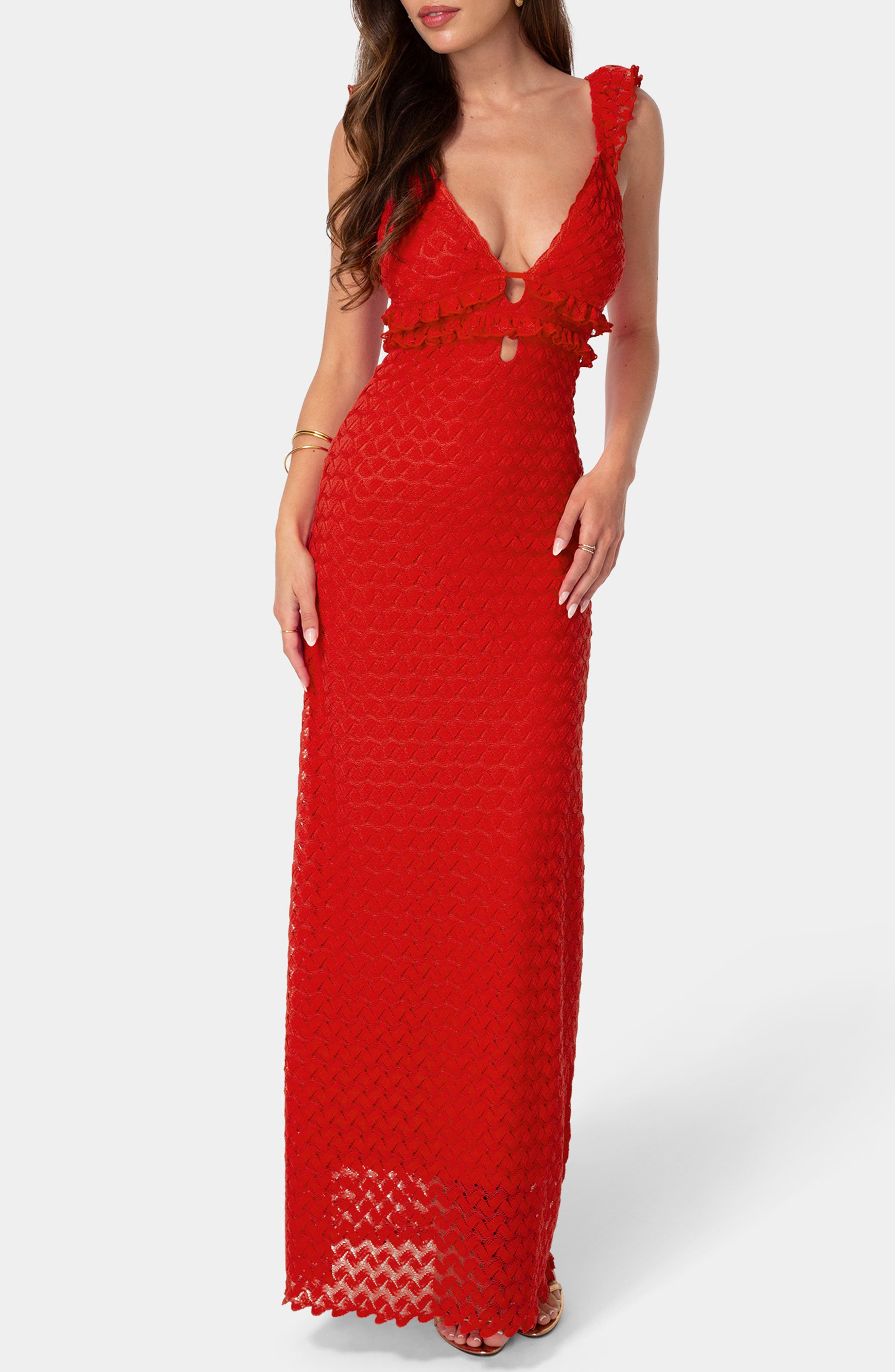Lace Keyhole Maxi Dress