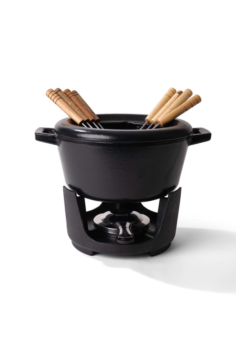 Alva Nori 2 Qt Enameled Cast Iron Fondue Set, Main, color, Black