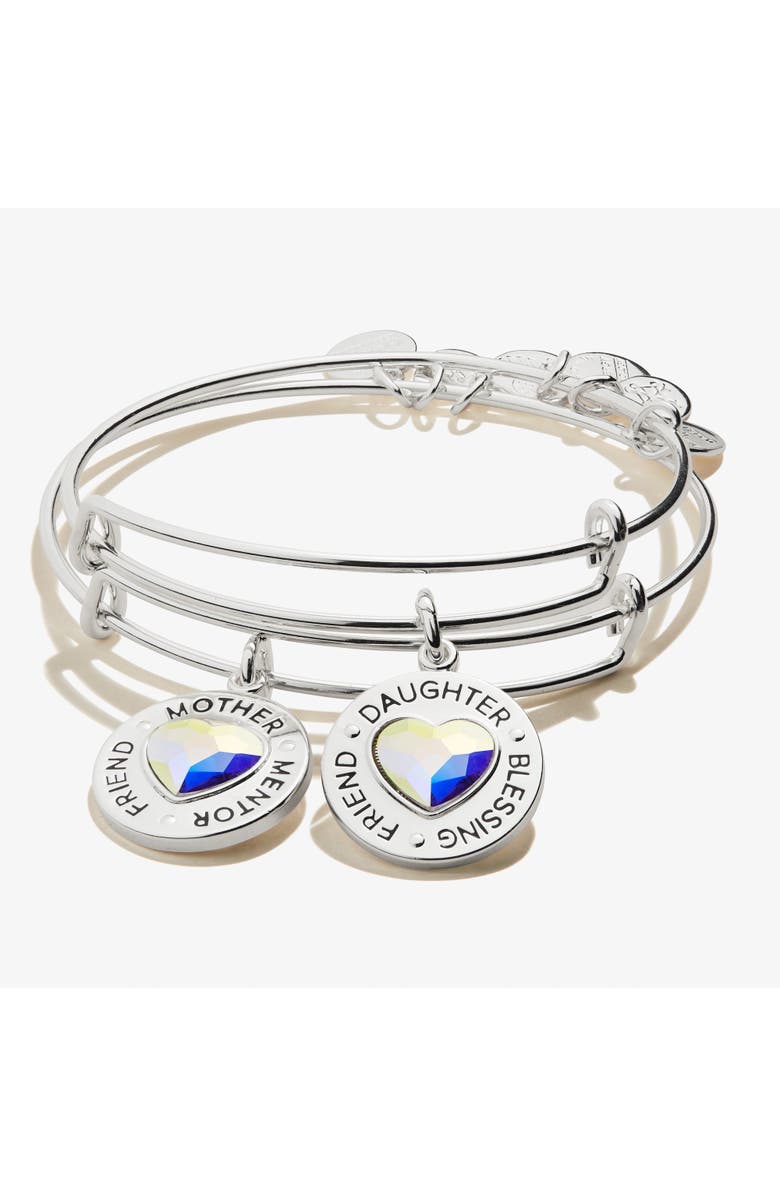 Alex and Ani Mother Daughter Charm Bangles, Set of 2, Main, color, Silver