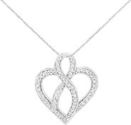 Haus of Brilliance 14K White Gold 1/4 cttw Round Cut Diamond Heart and Ribbon Center Pendant Necklace