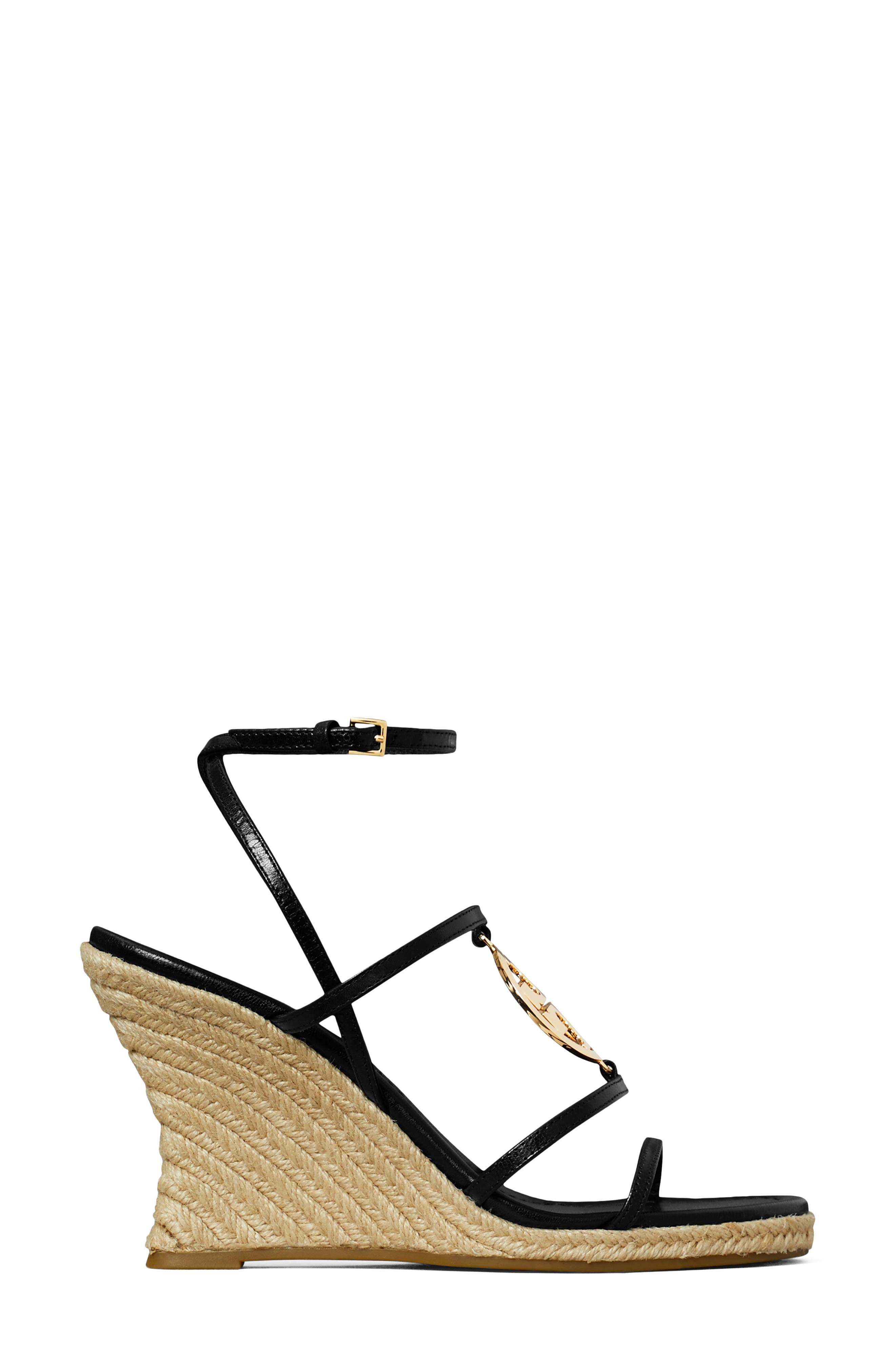 Tory Burch Capri Miller Espadrille Wedge, Alternate, color, Black / Gold