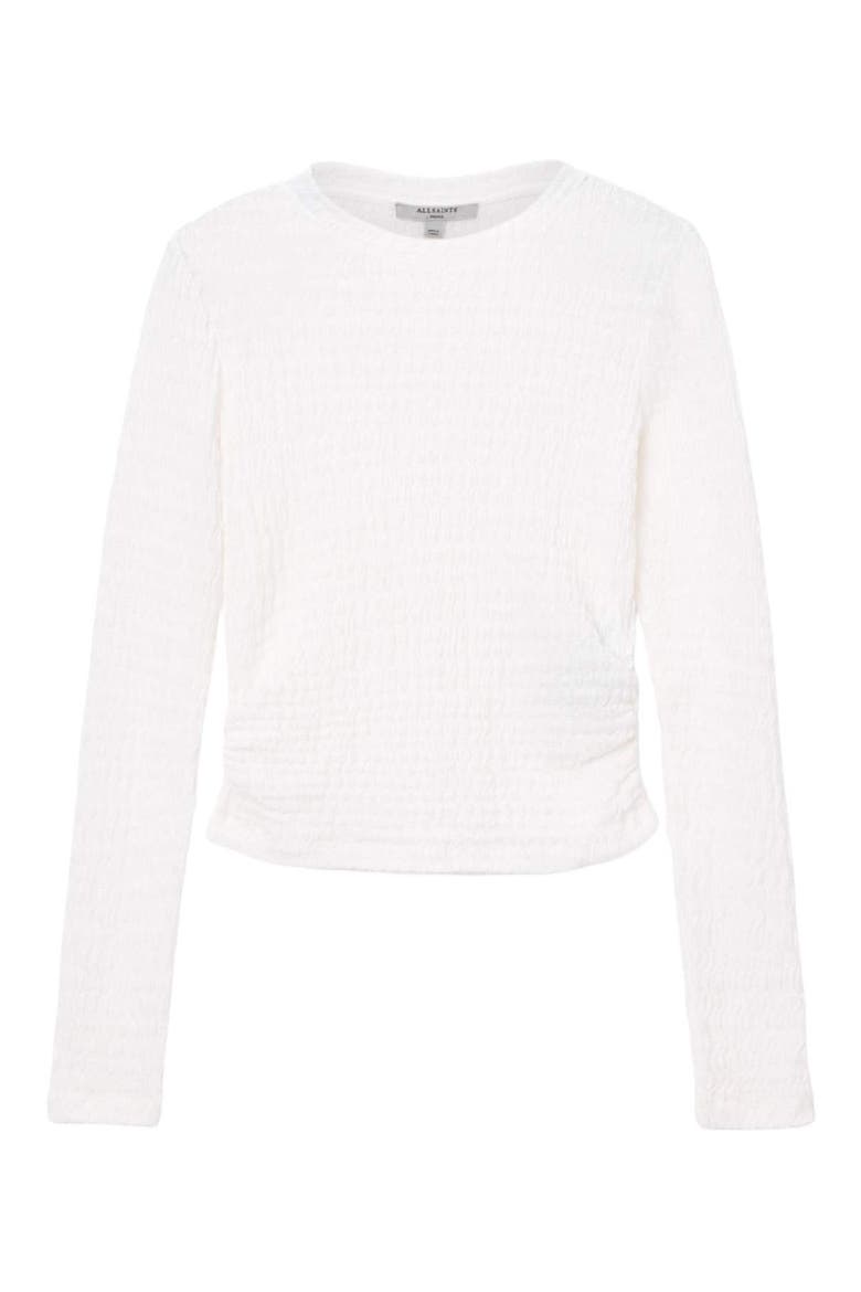Long Sleeve Shirred Top, Alternate, color, WHITE