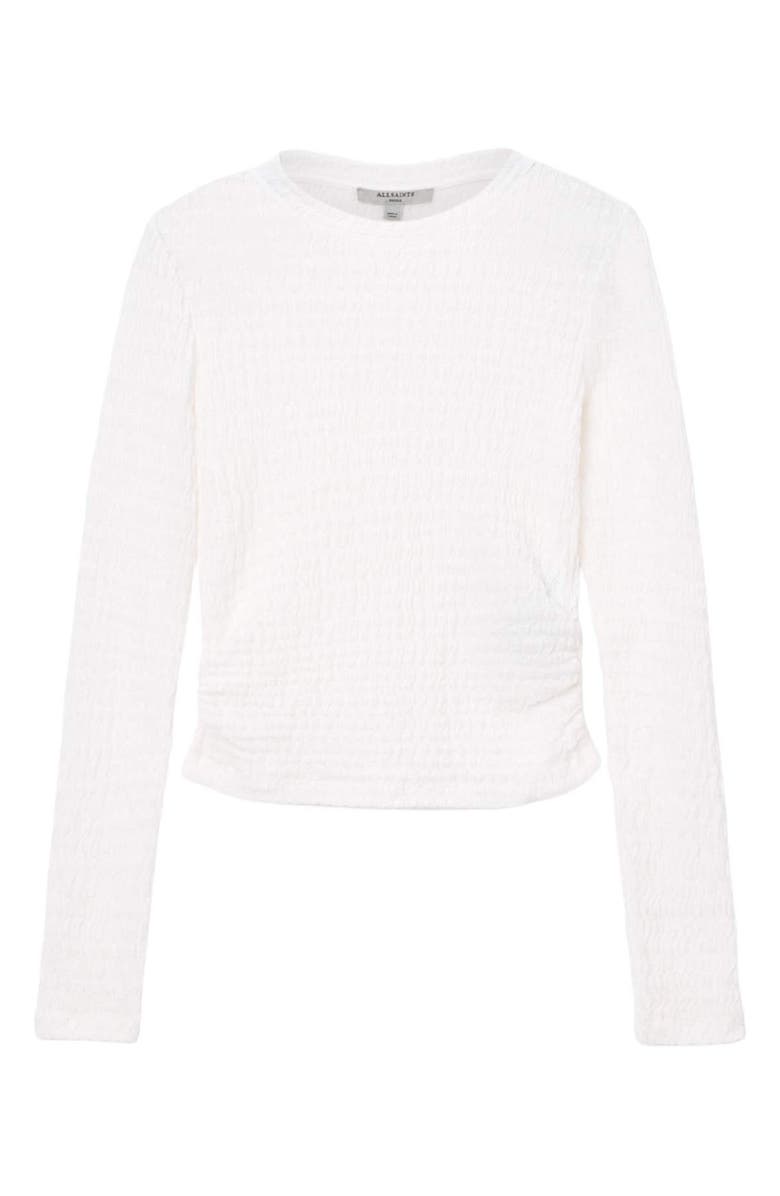 AllSaints Long Sleeve Shirred Top, Alternate, color, White