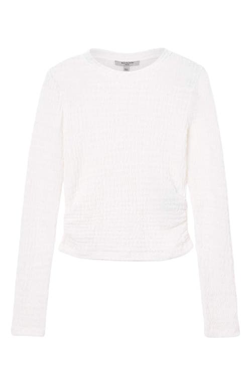 Allsaints Long Sleeve Shirred Top In White