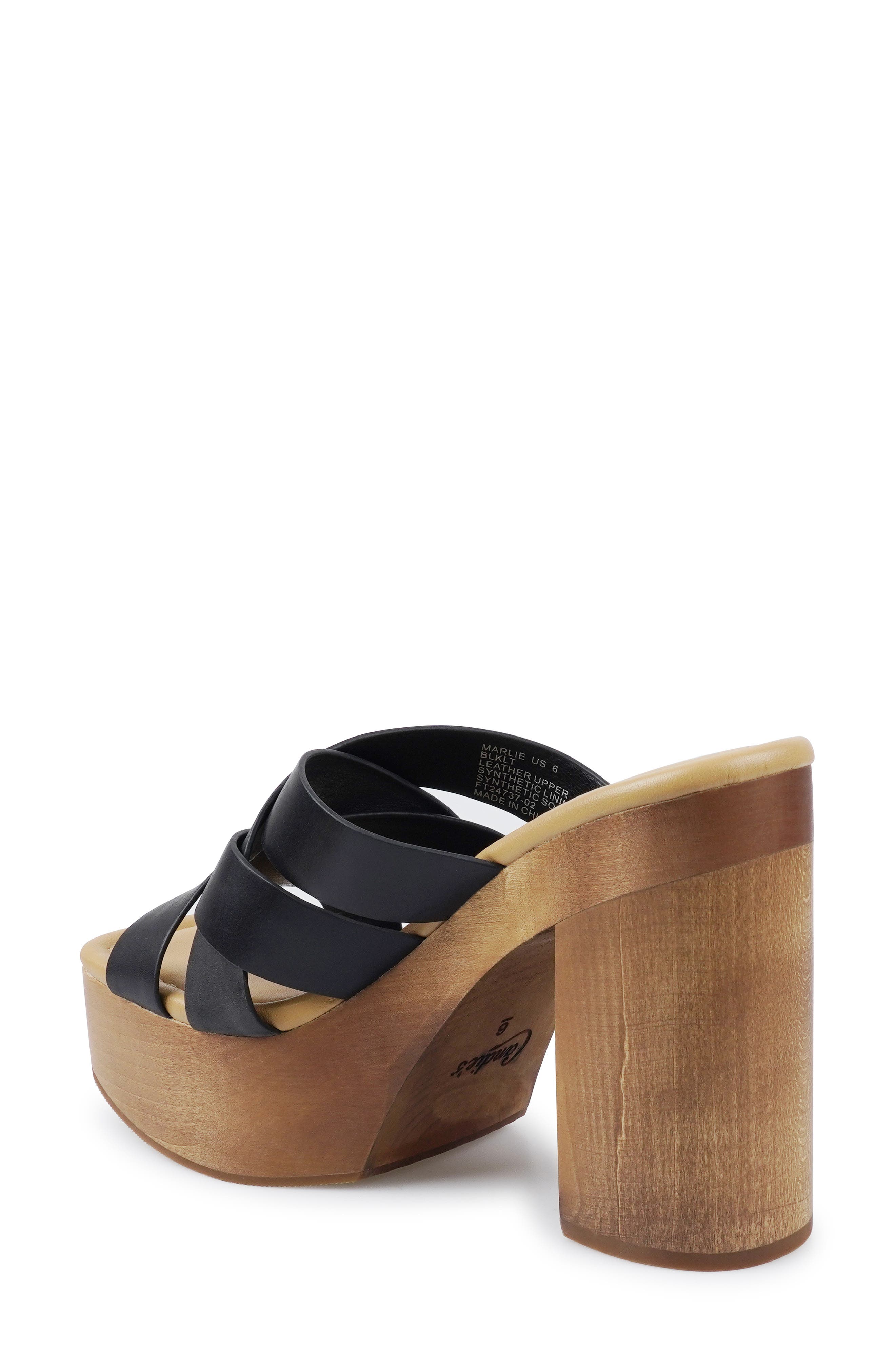 Candie's Marlie Platform Slide Sandal, Alternate, color, Black Leather