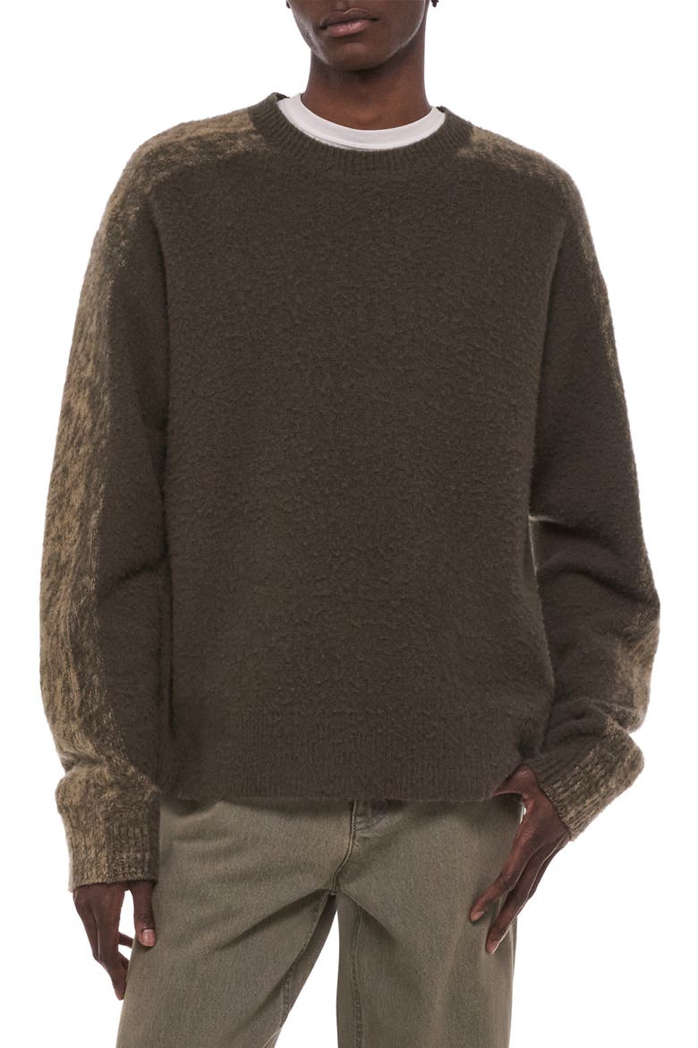 Brushed Crewneck Wool Sweater, Main, color, GREEN MARL