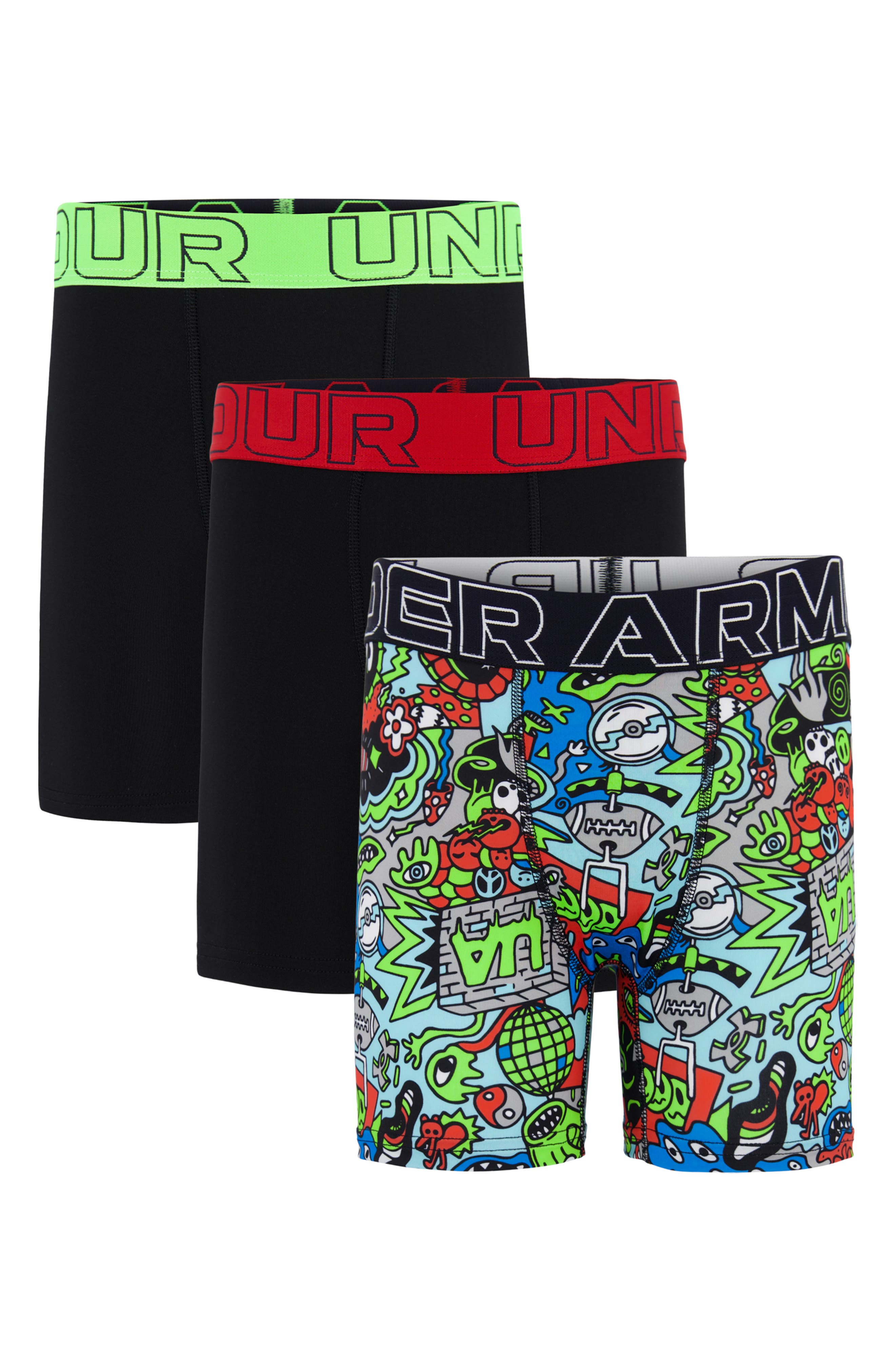 Under Armour Kids' Assorted 3-Pack Performance Tech Boxer Briefs (Men ...