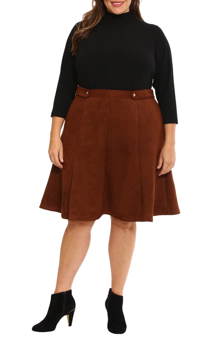 London Times Mixed Media Fit & Flare Dress, Main, color,