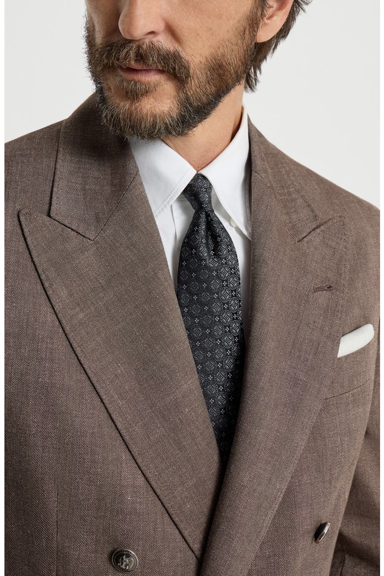 Silk tie with pattern, Alternate, color, Anthracite