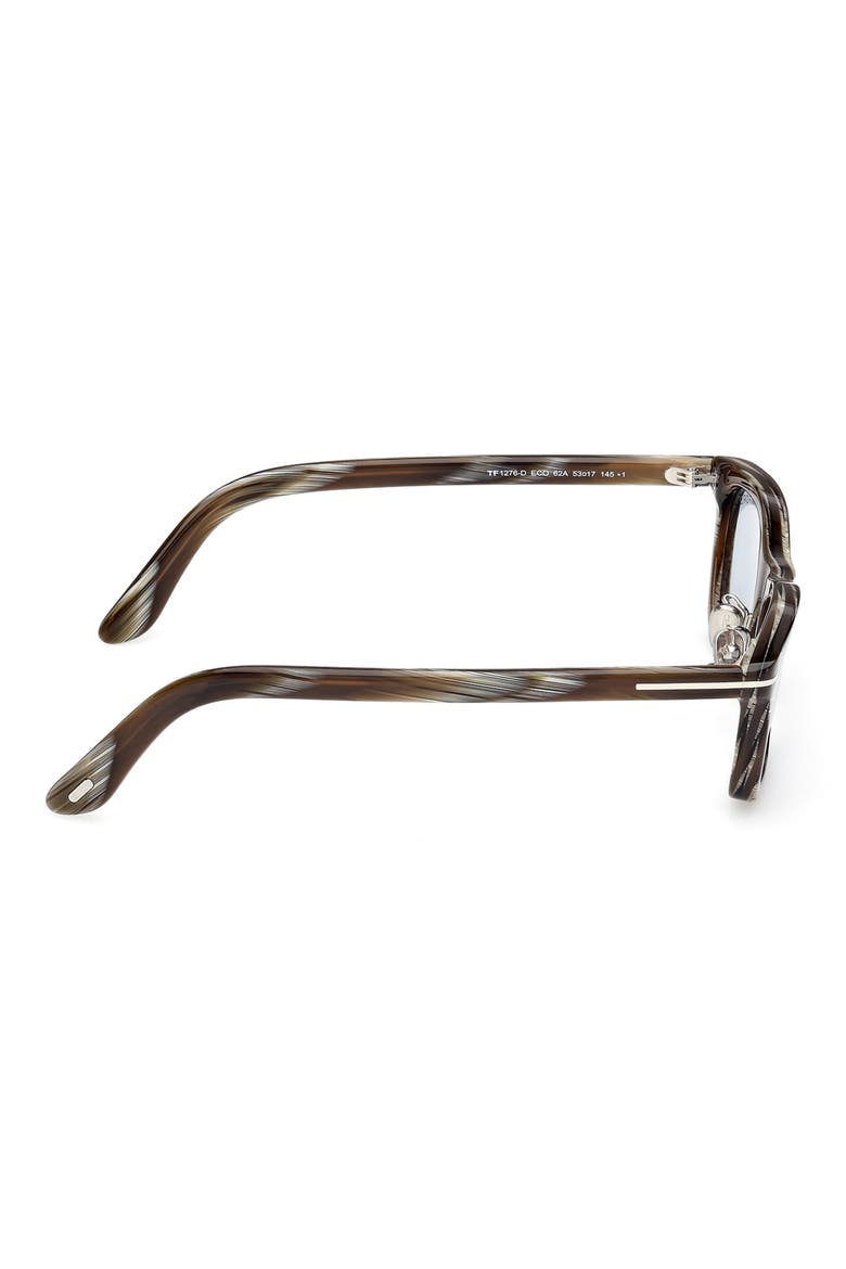 53mm Rectangular Sunglasses, Alternate, color, BROWN HORN / SMOKE