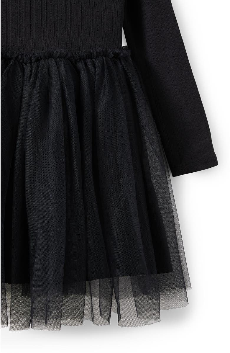 Cotton On Kids Kid's Harper Long Sleeve Dress Up Dress, Alternate, color, Black Pointelle Heart