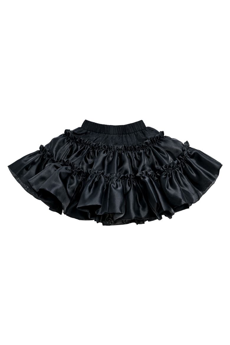 Frilled Satin Skort, Main, color, Black