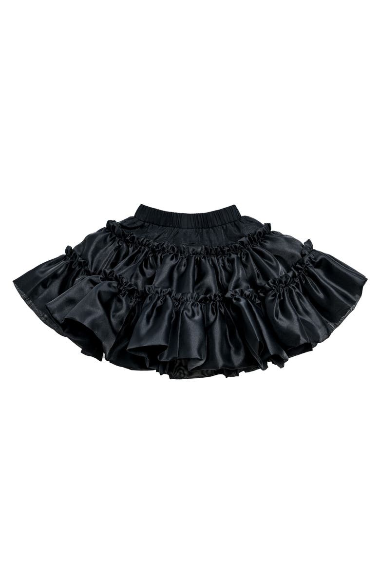 Mimi Tutu Frilled Satin Skort, Main, color, Black