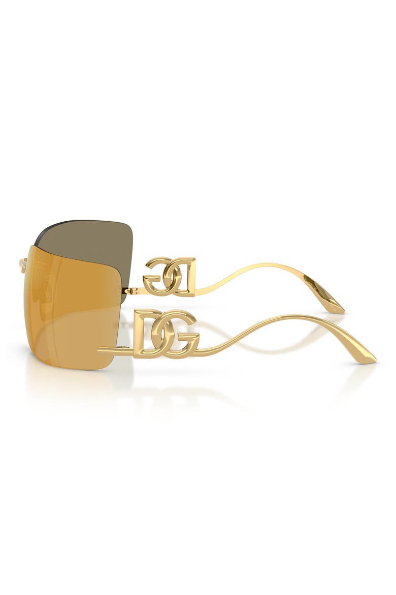 79mm Oversize Mirrored Rectangular Sunglasses, Alternate, color, GOLD / BROWN MIRROR GOLD