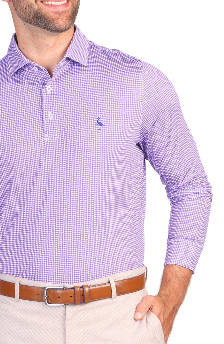 TailorByrd Houndstooth Print Performance Polo, Alternate, color, Purple