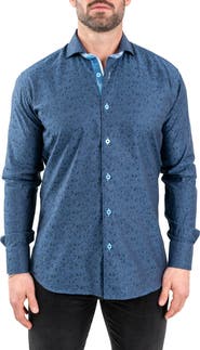 Maceoo Einstein Jacqfoxtrot Navy Button-Up Shirt