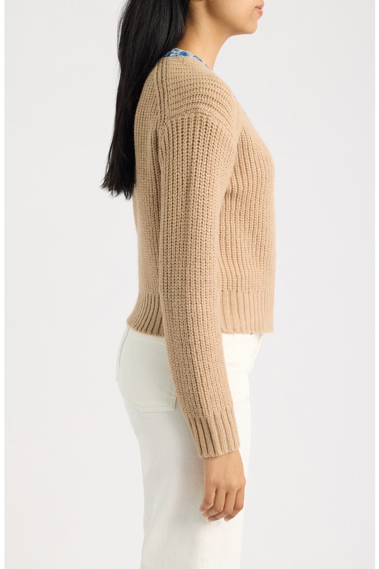 Denim Trim Cardigan, Alternate, color, TAN