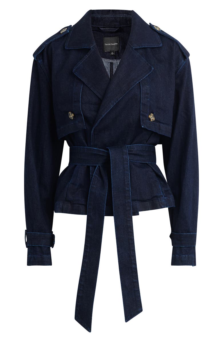 Favorite Daughter The Cropped Charles Denim Trench Coat, Alternate, color, Lisbon