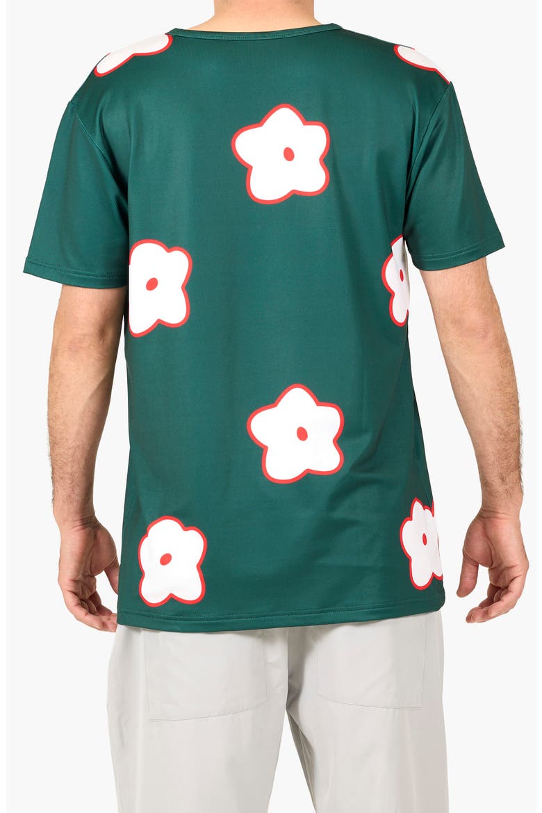 Flower Patch Aqua Terra Performance T-Shirt, Alternate, color, DARK GREEN