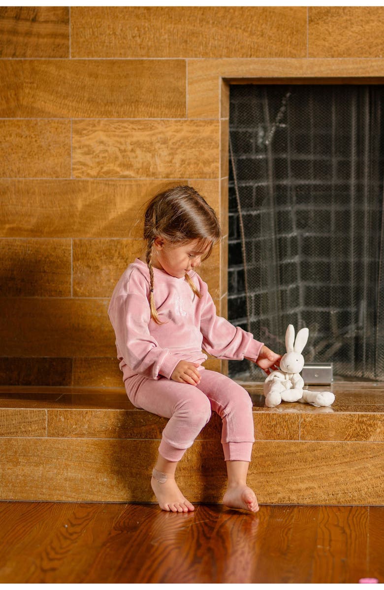 Pouf Girls Velour Bunny Set, Alternate, color, Pink