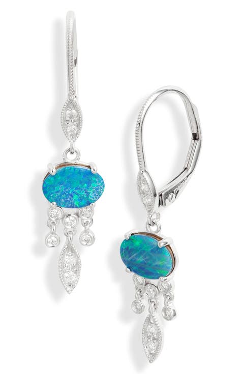 Diamond & Opal Drop Earrings