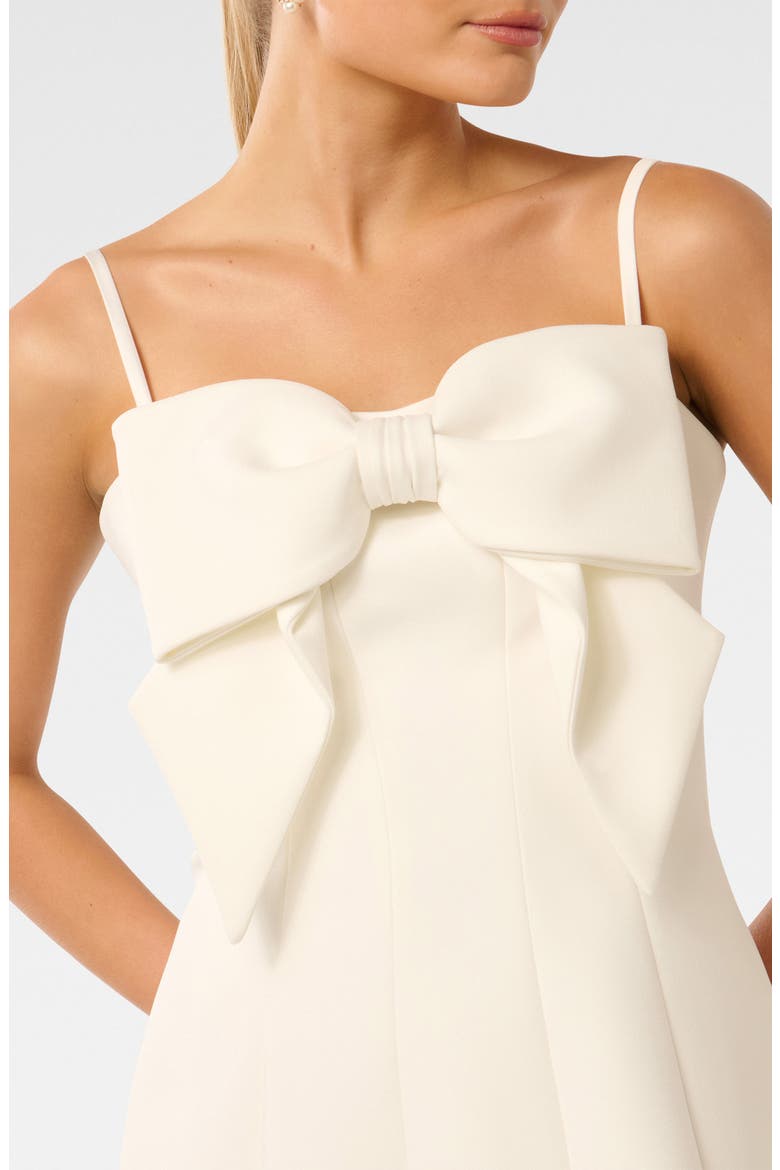 Hayley Bow Front Cocktail Minidress, Alternate, color, PORCELAIN