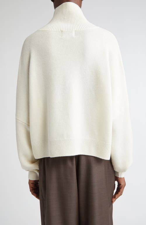 Loulou De Saison Luke Stand Collar Wool & Cashmere Sweater In White