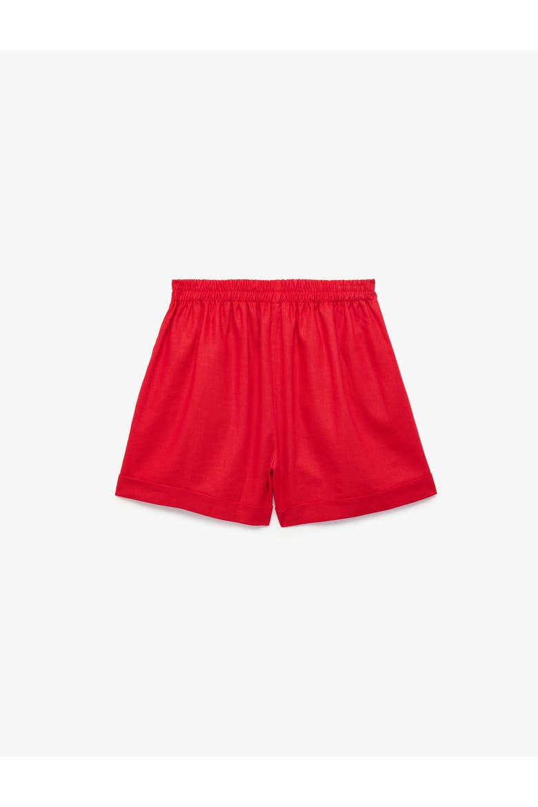 Cuffed Linen Blend Pull-On Mini Shorts, Alternate, color, RED
