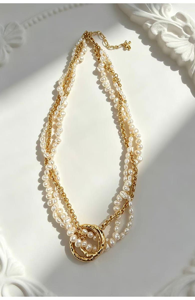 Classicharms Nina Multi-Strand Pearl Necklace, Alternate, color, Gold