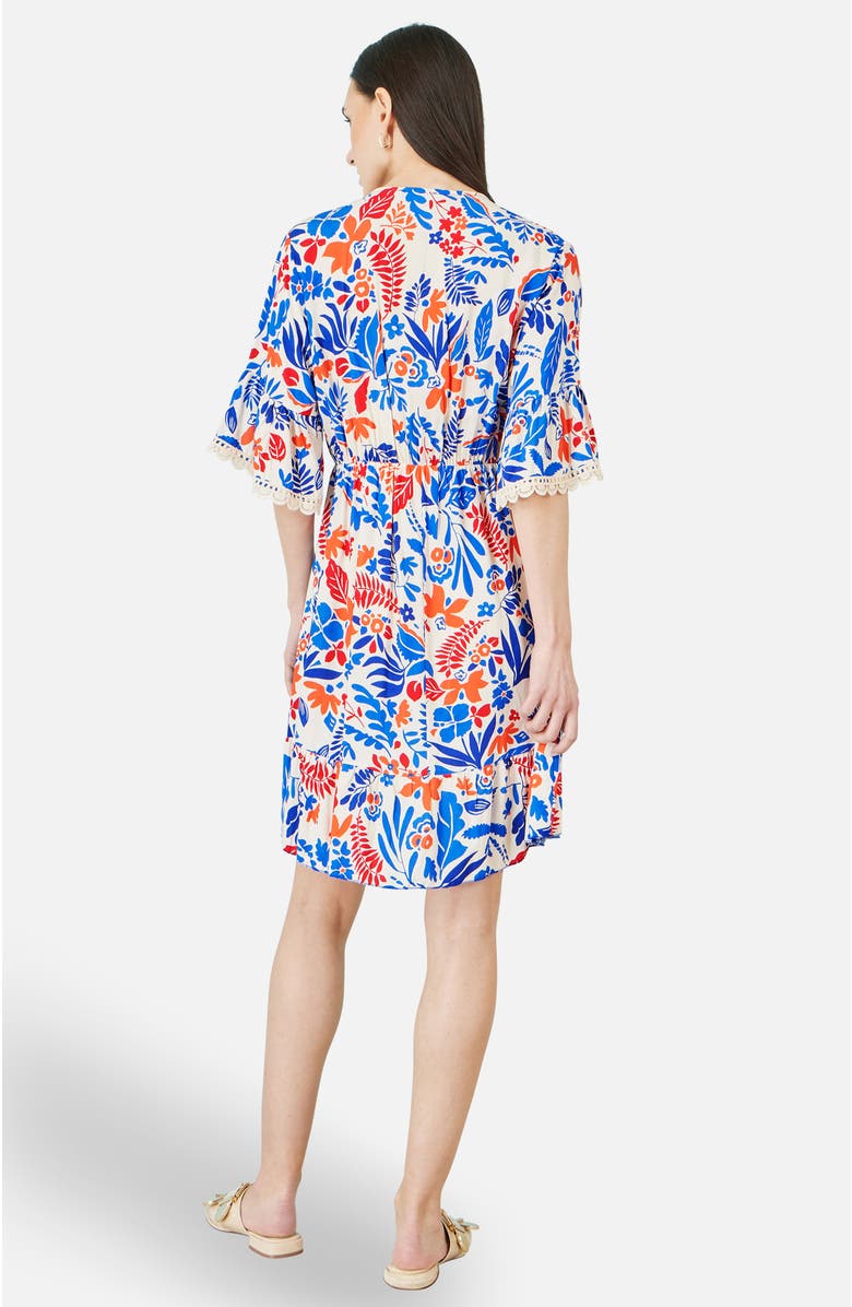 Yumi Leaf Print Tunic Dress, Alternate, color, Multi