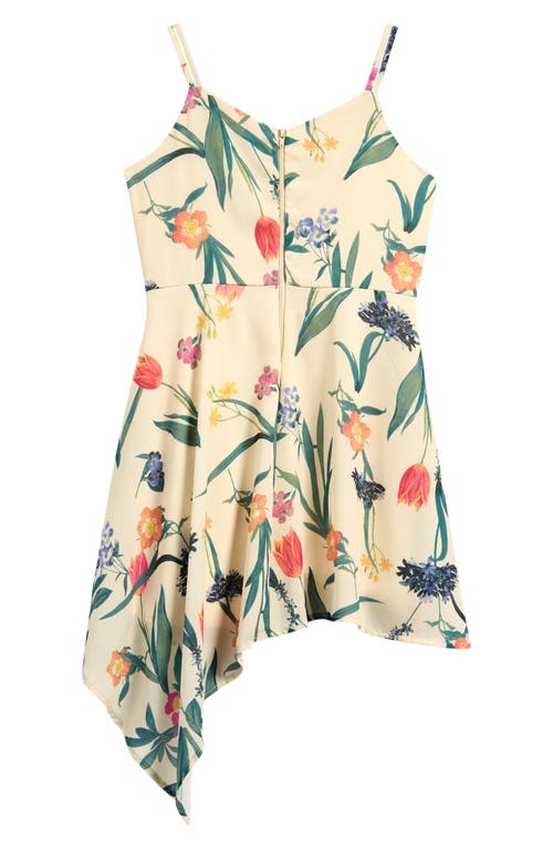 AVA & YELLY AVA & YELLY KIDS' FLORAL ASYMMETRIC PARTY DRESS