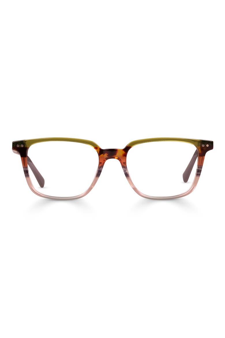 C Suite 50mm Square Reading Glasses, Main, color, EARTH TONE STRIPE / BLUE GREY