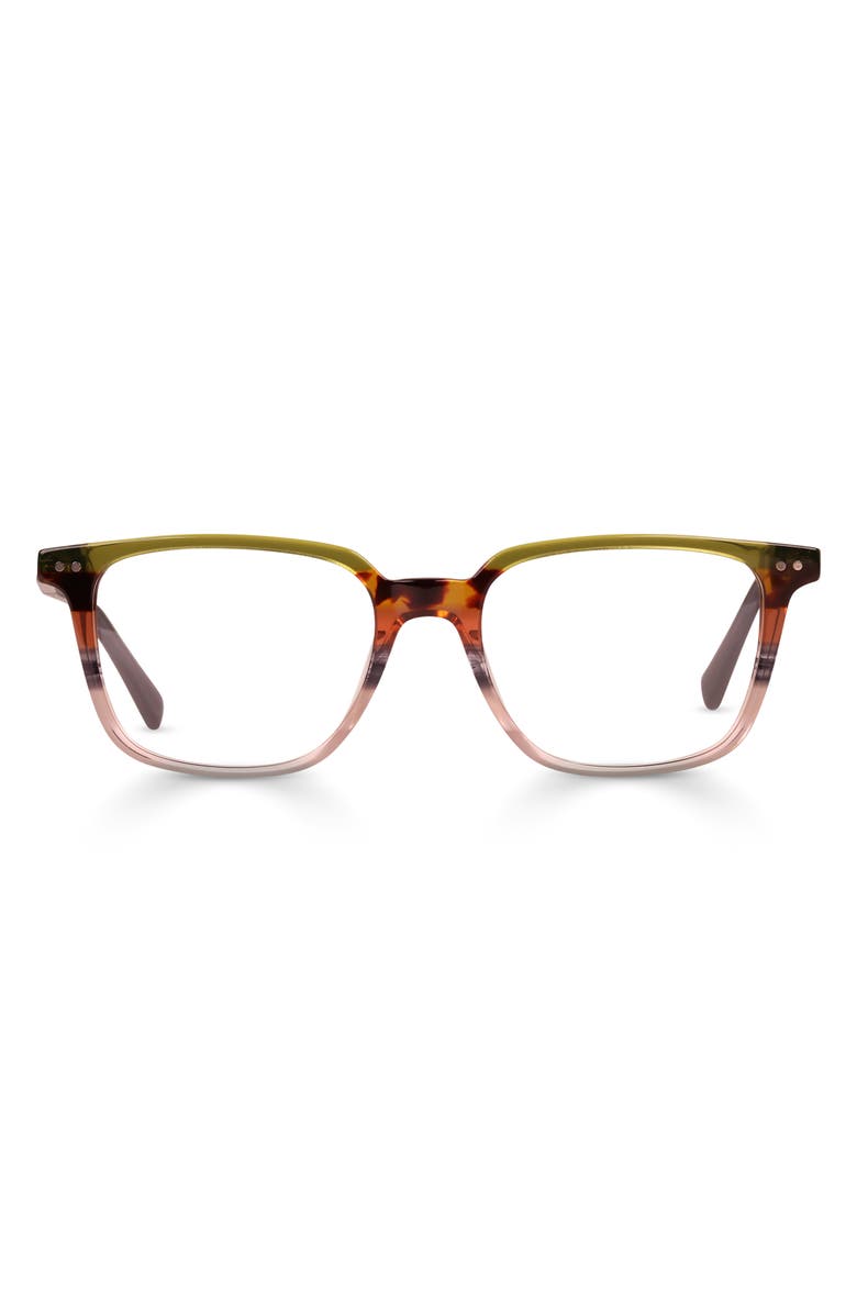 eyebobs C Suite 50mm Blue Light Blocking Square Reading Glasses, Main, color, Earth Tone Stripe / Blue Grey